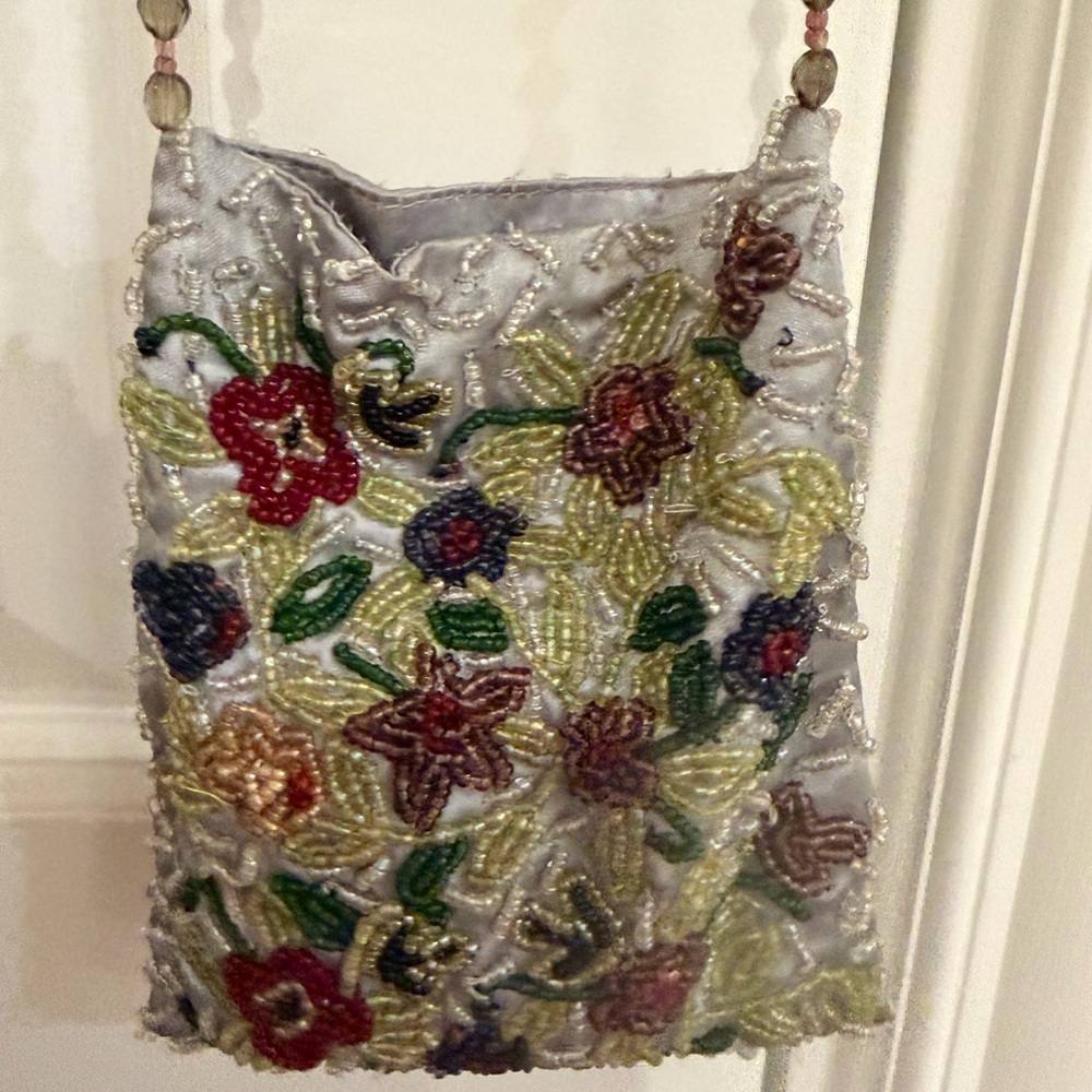 FURLA Beaded Floral Shoulder Bag